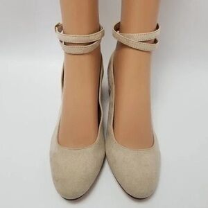 Elegant Beige Ankle Strap Women's Shoes